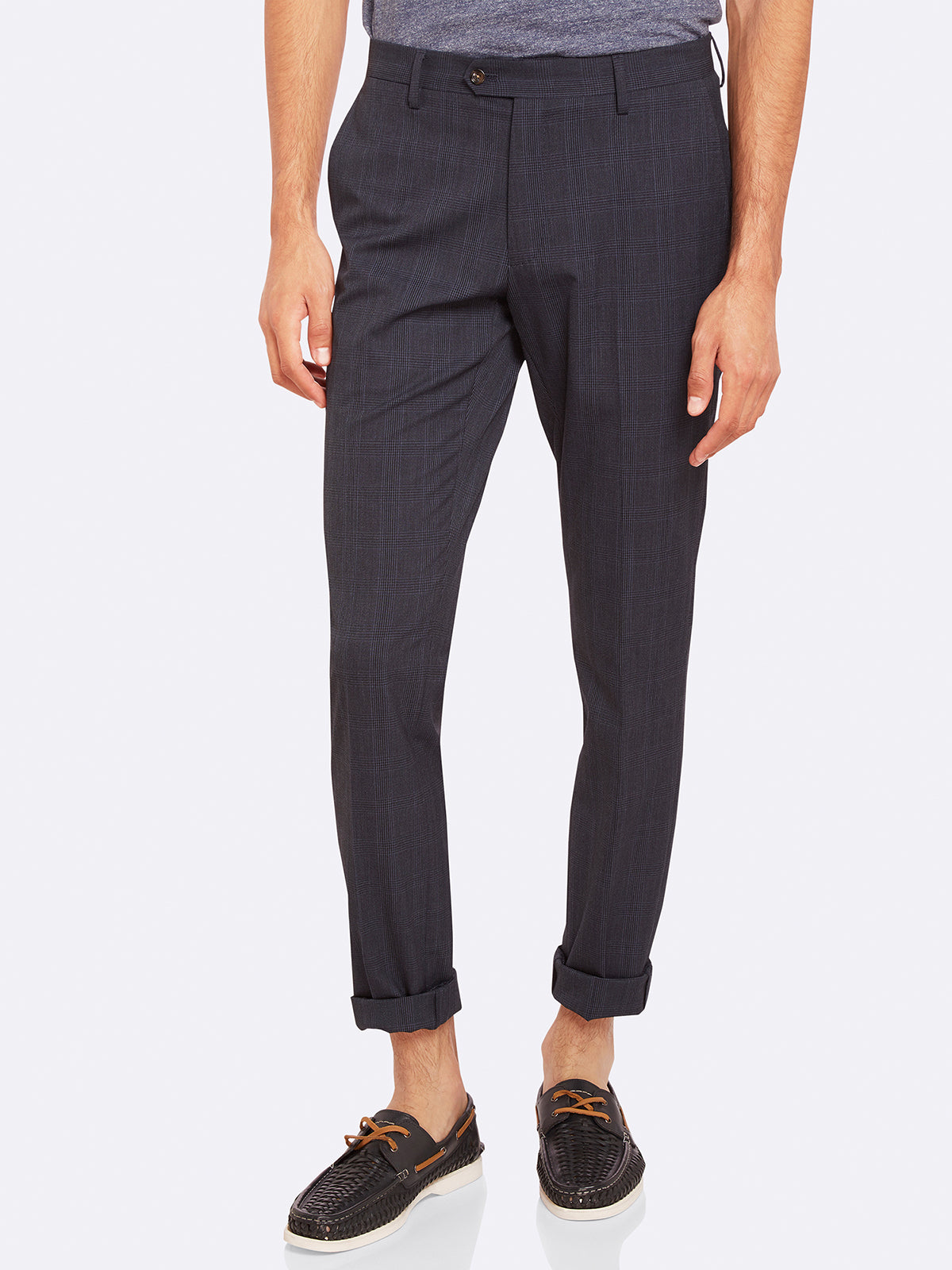 STRETCH CHECKED TROUSERS MENS TROUSERS