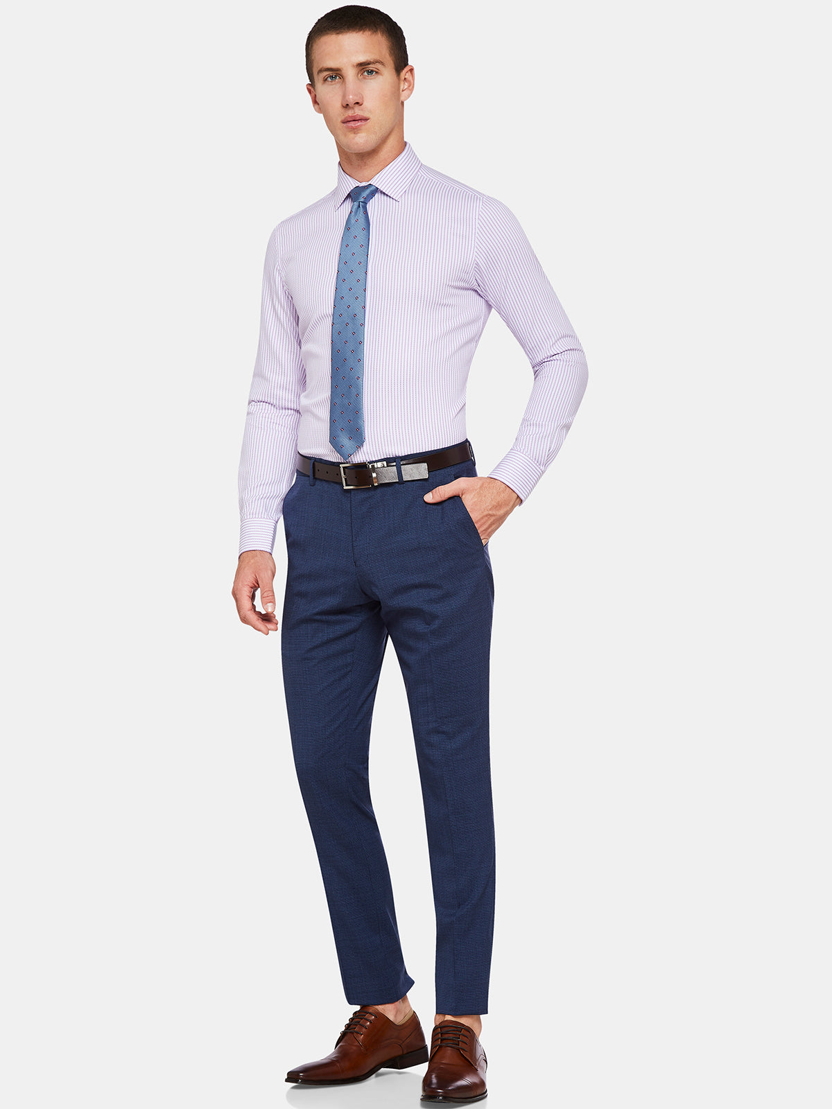 BECKTON DOBBY STRIPED SHIRT LILAC