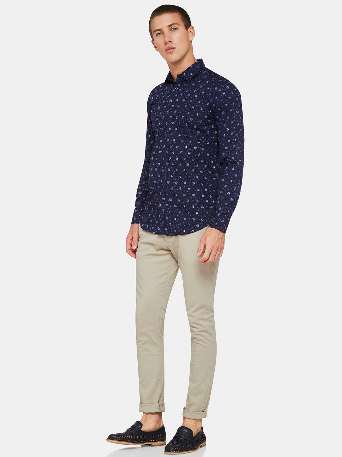 KENTON FLORAL PRINTED SHIRT NAVY