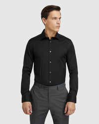BLACK STRETCH TRAVEL SHIRT BLACK