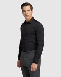 BLACK STRETCH TRAVEL SHIRT BLACK