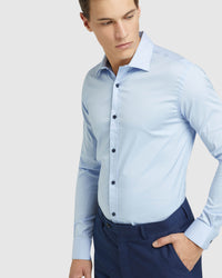 BLUE STRETCH TRAVEL SHIRT