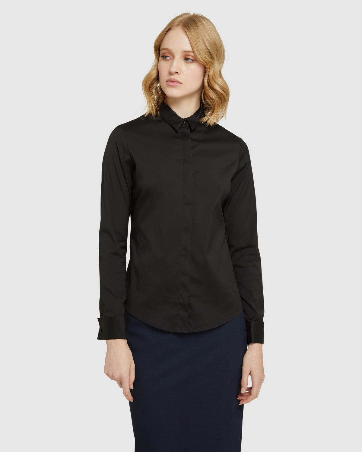 ANGEL FRENCH CUFF STRETCH SHIRT BLACK