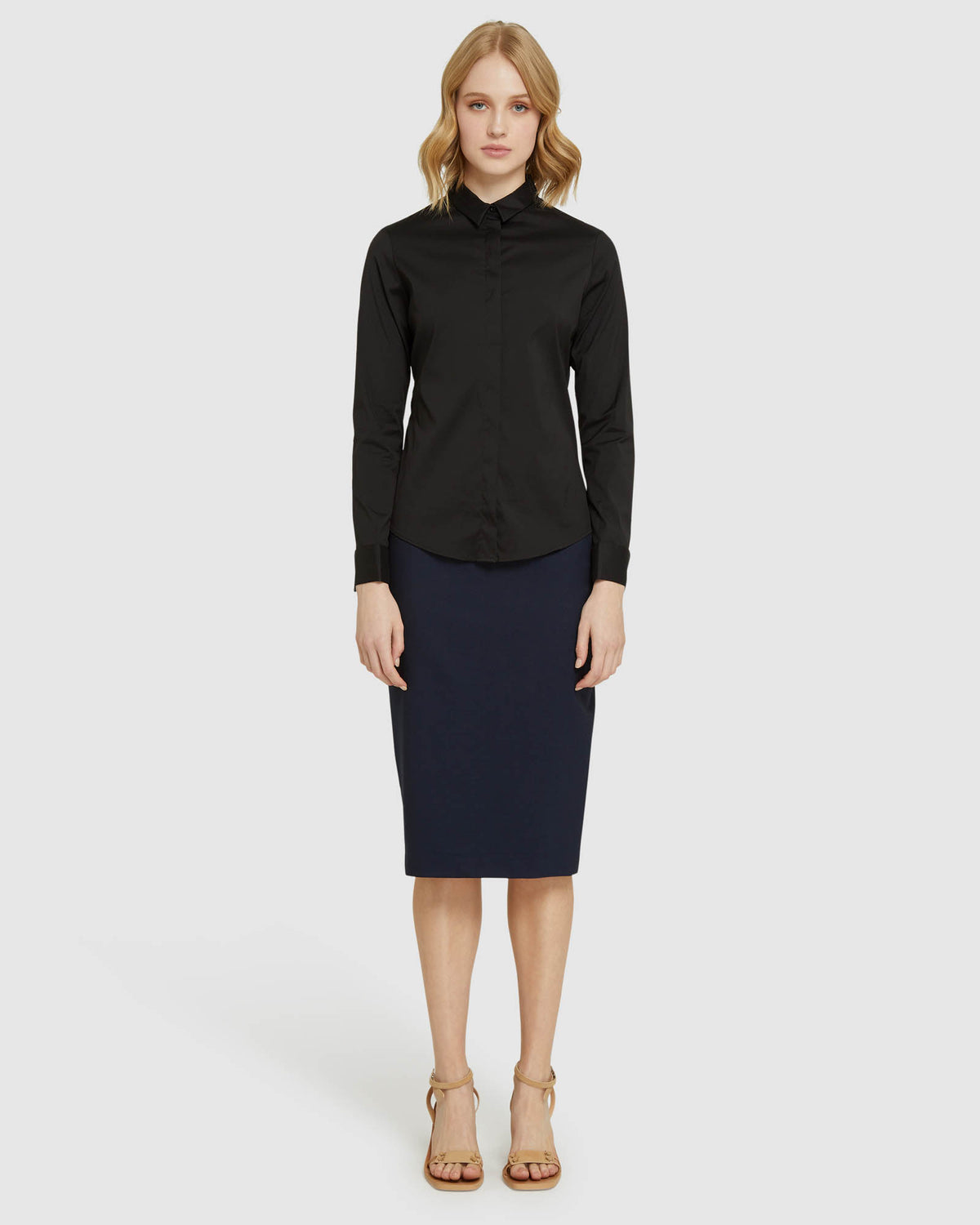 ANGEL FRENCH CUFF STRETCH SHIRT BLACK