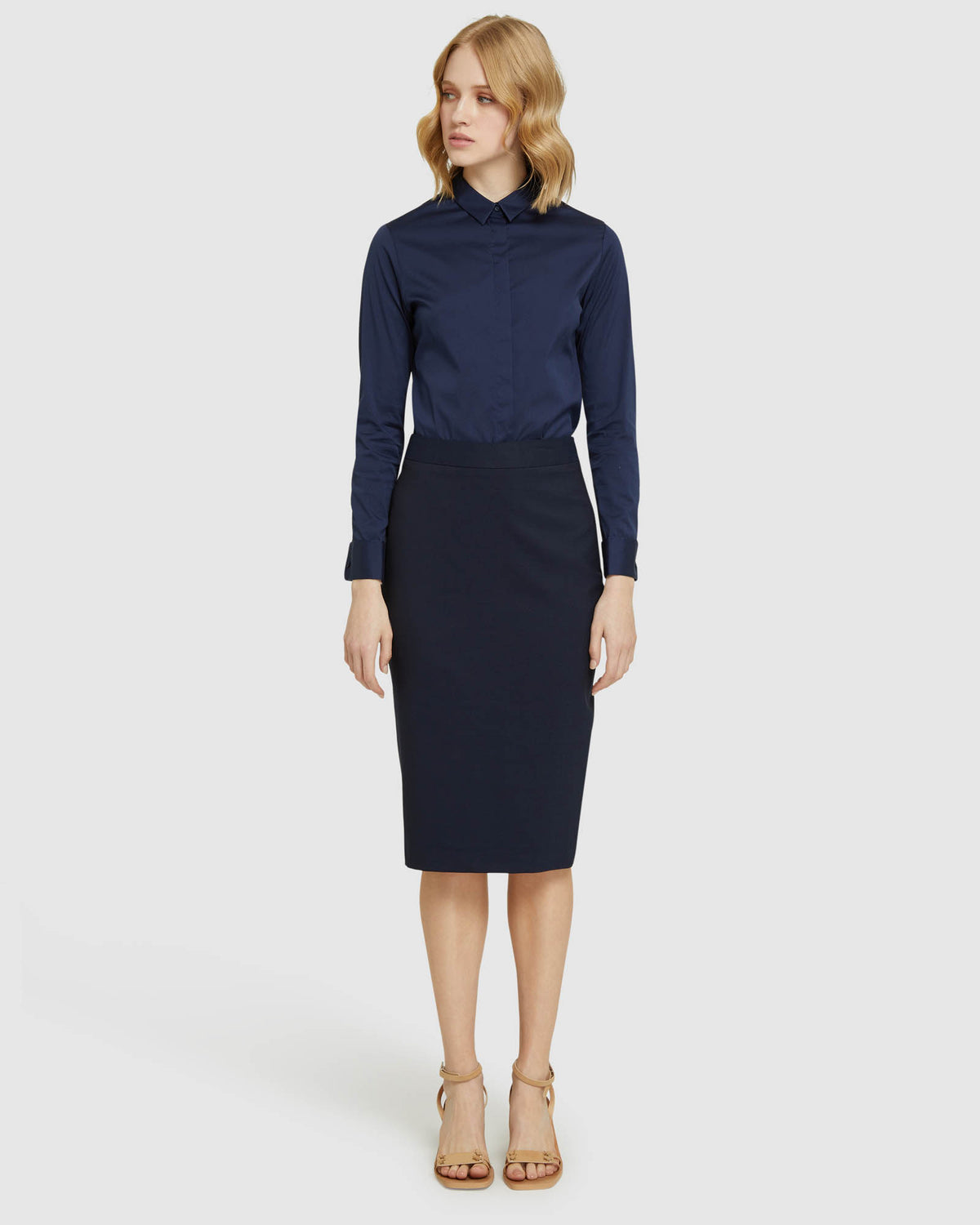 ANGEL FRENCH CUFF STRETCH SHIRT NAVY