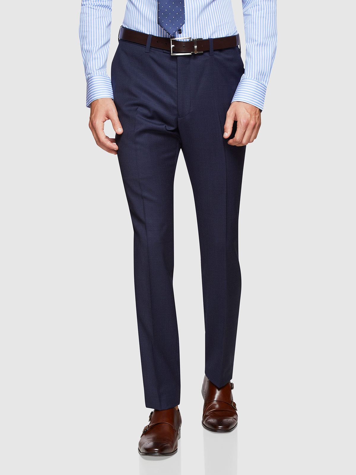 HOPKINS WOOL SUIT TROUSERS NAVY