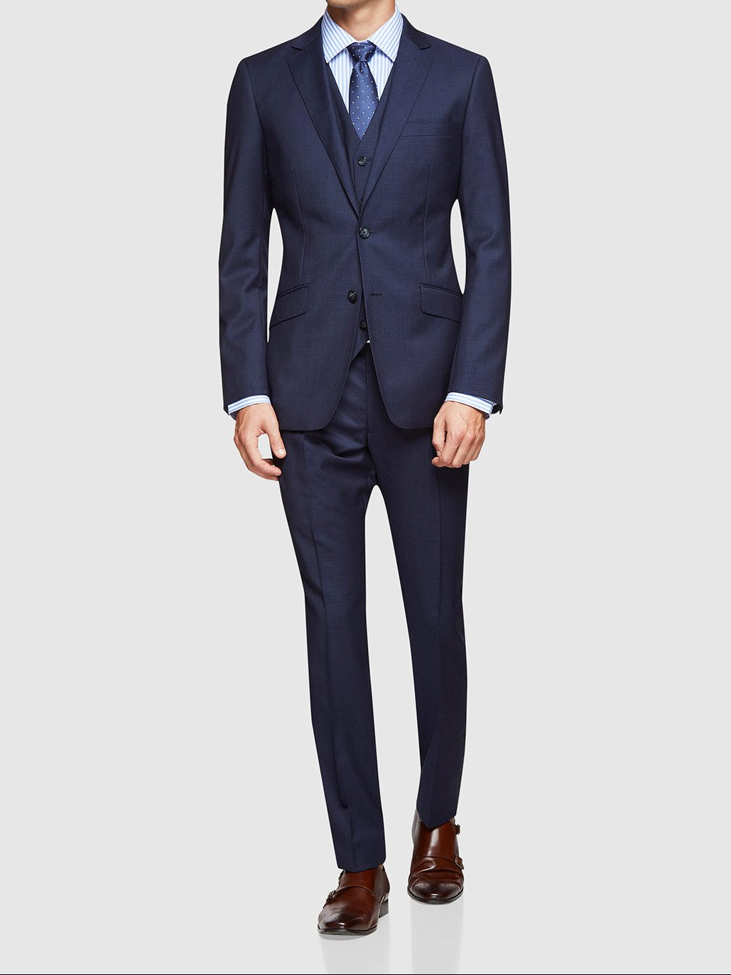HOPKINS WOOL SUIT TROUSERS NAVY