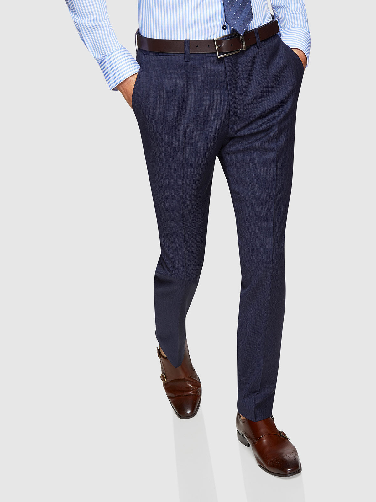 HOPKINS WOOL SUIT TROUSERS NAVY