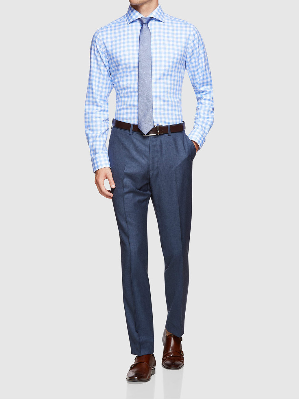 HOPKINS WOOL SUIT TROUSERS PETROL