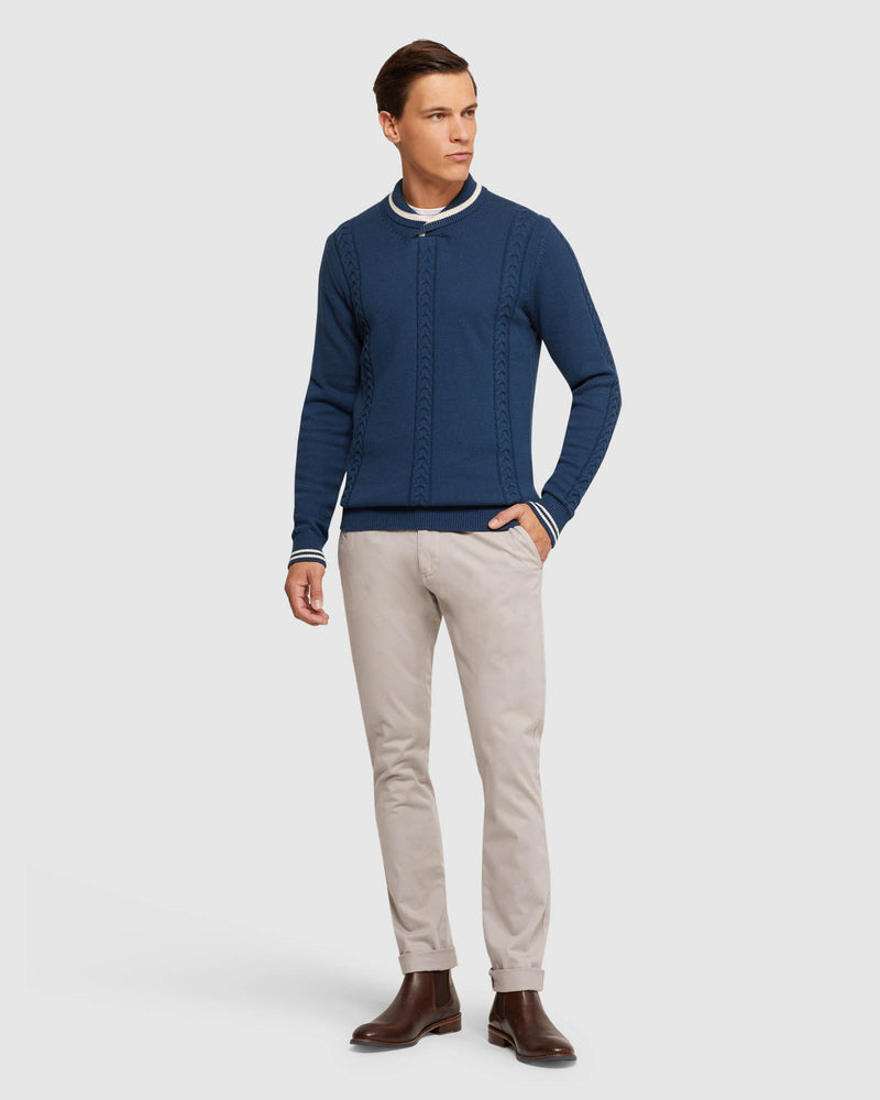 MILO COLLARED KNIT PULLOVER MENS KNITWEAR