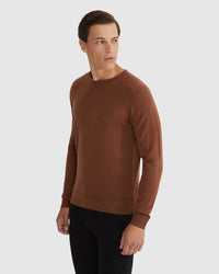 MERINO CREW NECK KNITTED PULLOVER MENS KNITWEAR