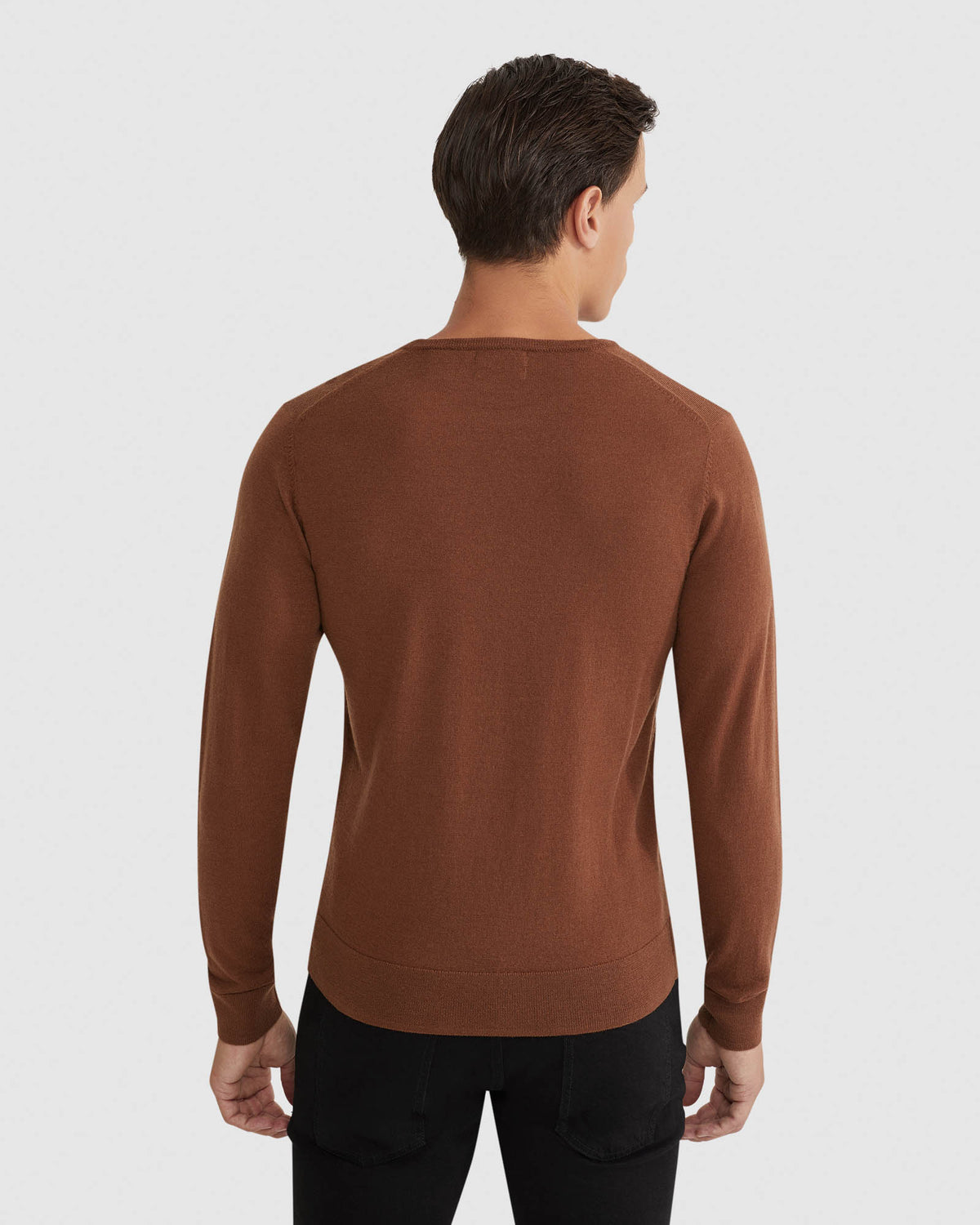 MERINO CREW NECK KNITTED PULLOVER MENS KNITWEAR