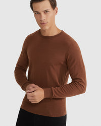 MERINO CREW NECK KNITTED PULLOVER MENS KNITWEAR