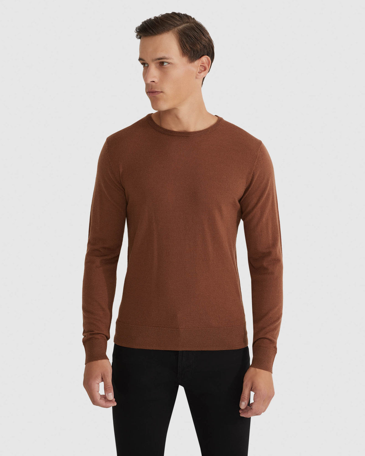 MERINO CREW NECK KNITTED PULLOVER MENS KNITWEAR