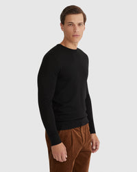 MERINO CREW NECK KNITTED PULLOVER MENS KNITWEAR