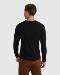 MERINO CREW NECK KNITTED PULLOVER MENS KNITWEAR