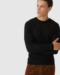 MERINO CREW NECK KNITTED PULLOVER MENS KNITWEAR