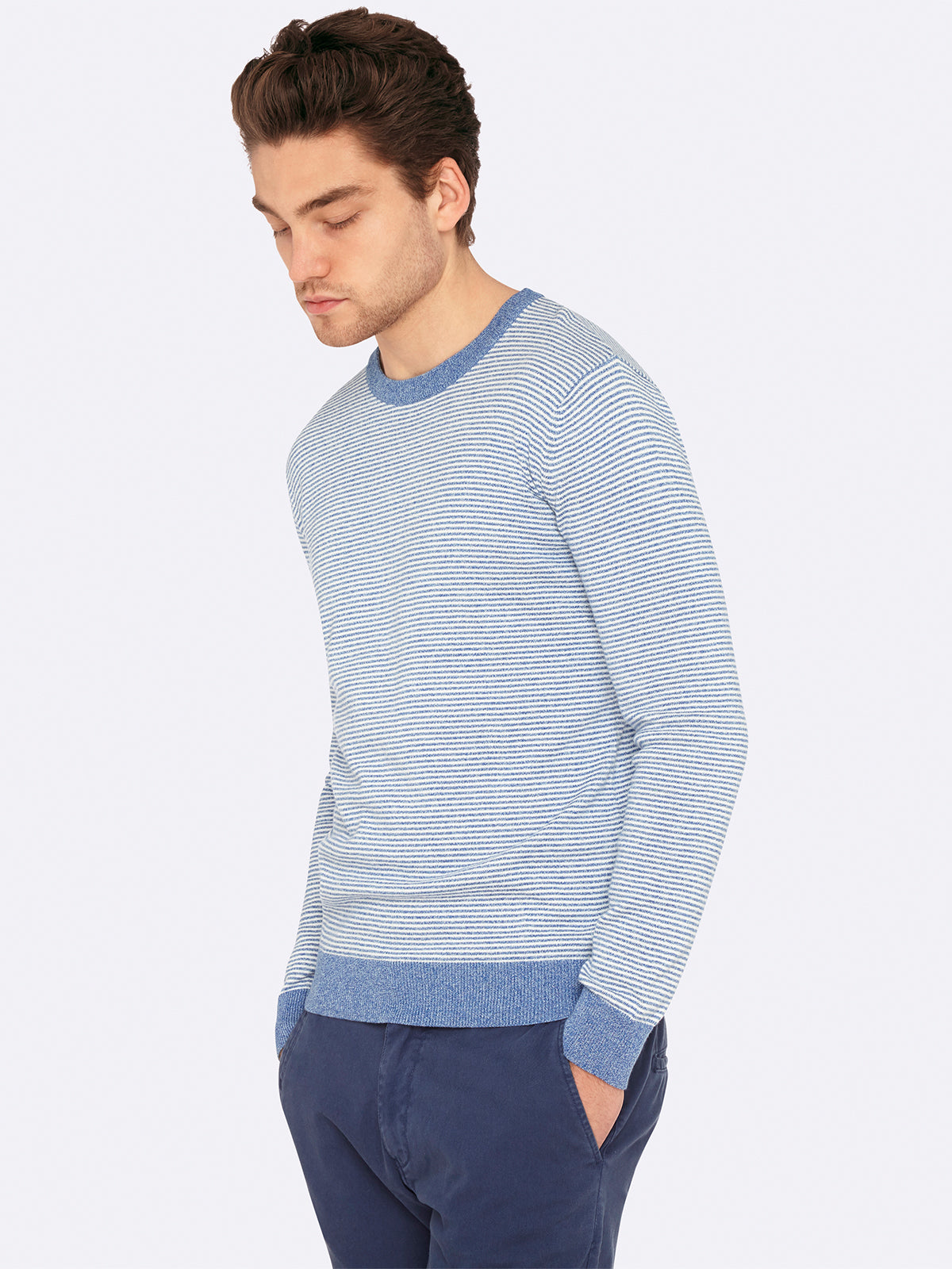 ROBBIE STRIPED KNIT PULLOVER GREY