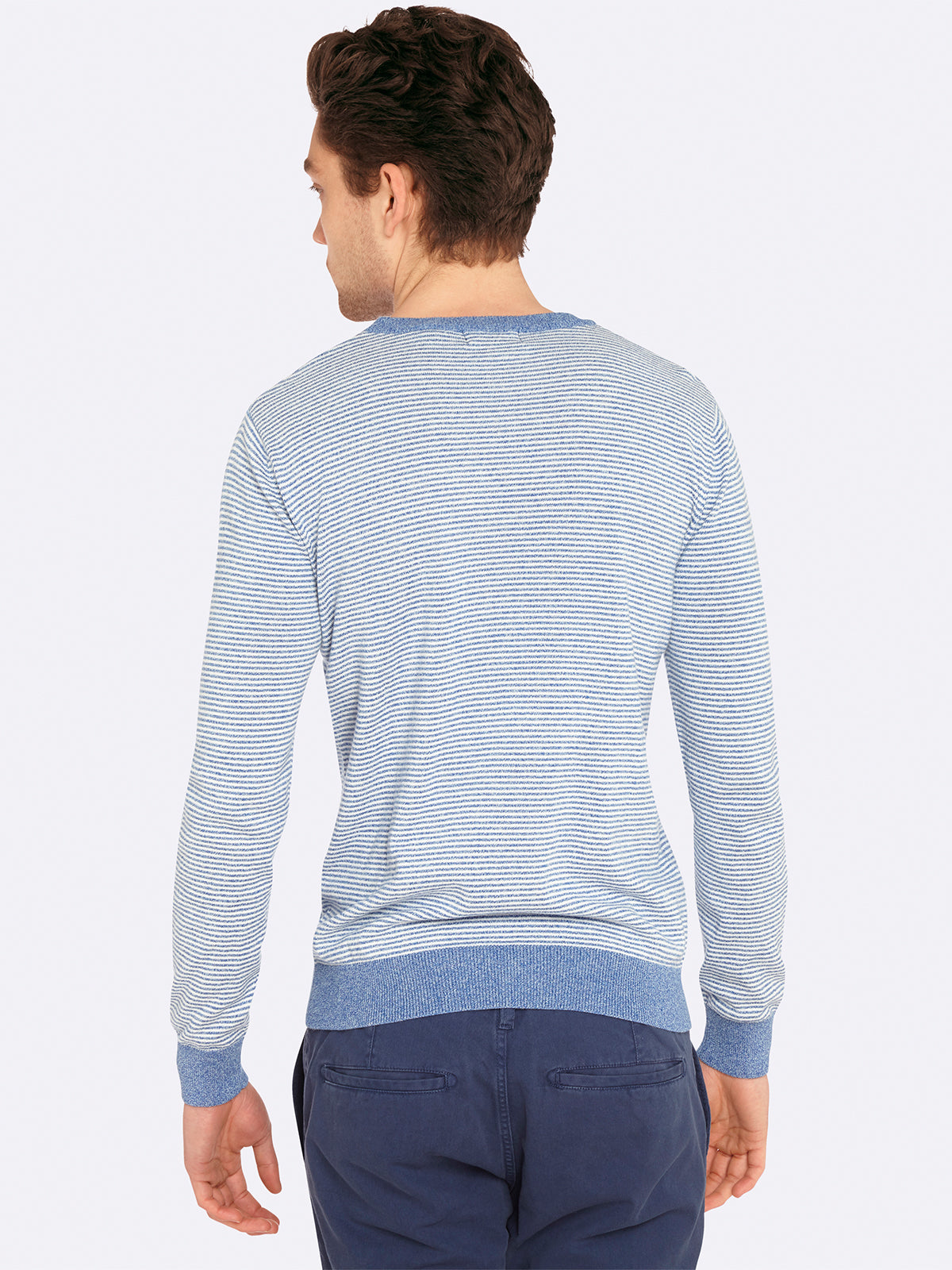 ROBBIE STRIPED KNIT PULLOVER GREY
