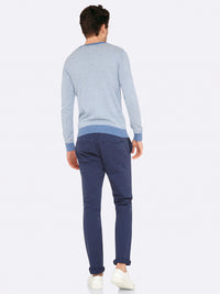 ROBBIE STRIPED KNIT PULLOVER GREY