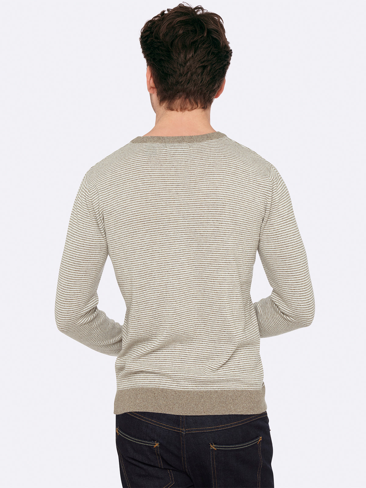 ROBBIE STRIPED KNIT PULLOVER GREY