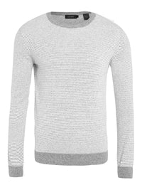 ROBBIE STRIPED KNIT PULLOVER GREY