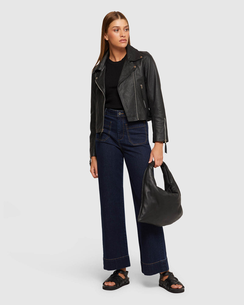 SANDY TEXTURED LEATHER JACKET WOMENS SUITS JKTS COATS