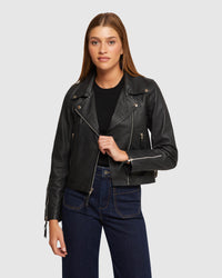 SANDY TEXTURED LEATHER JACKET WOMENS SUITS JKTS COATS