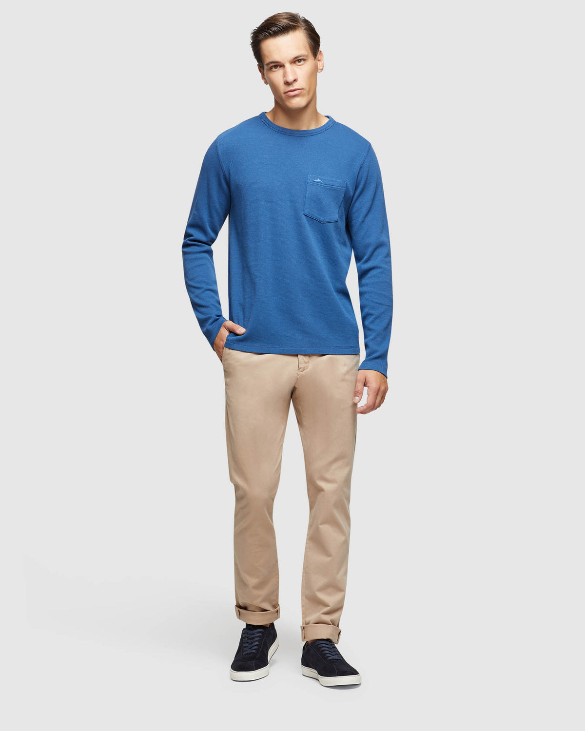 ALBERT WAFFLE CREW NECK L/S TEE MENS KNITS