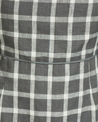 CILLY CHECK LINEN MINI DRESS GREY