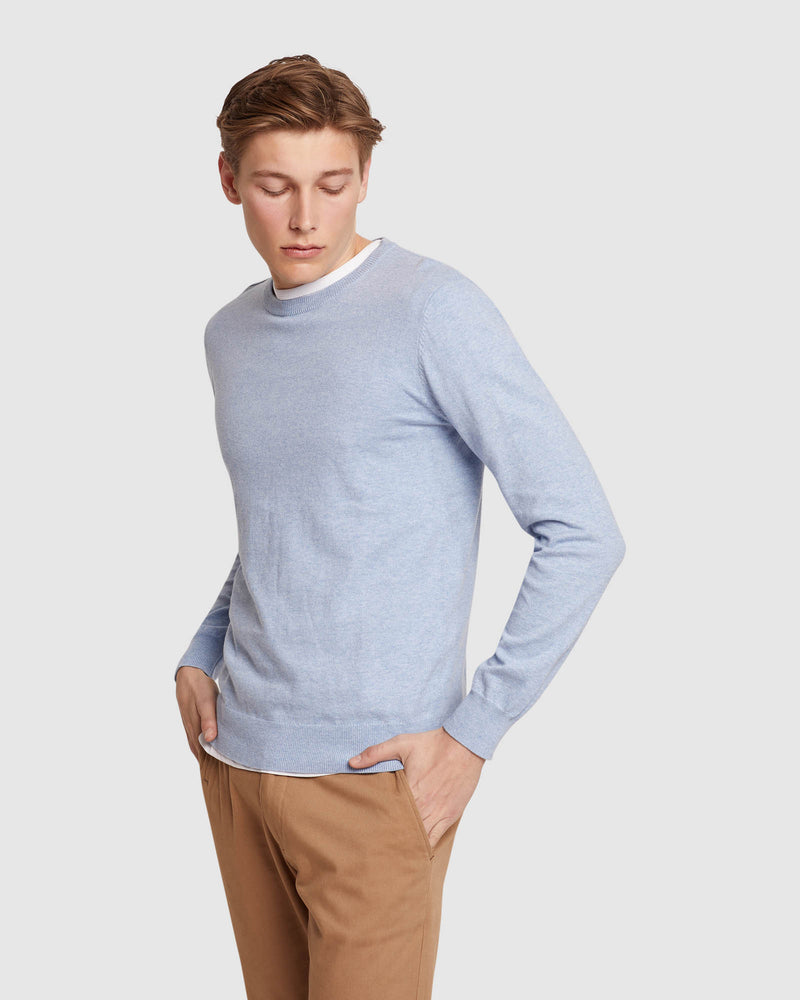 CREW NECK COTTON CASHMERE PULLOVER MENS KNITWEAR