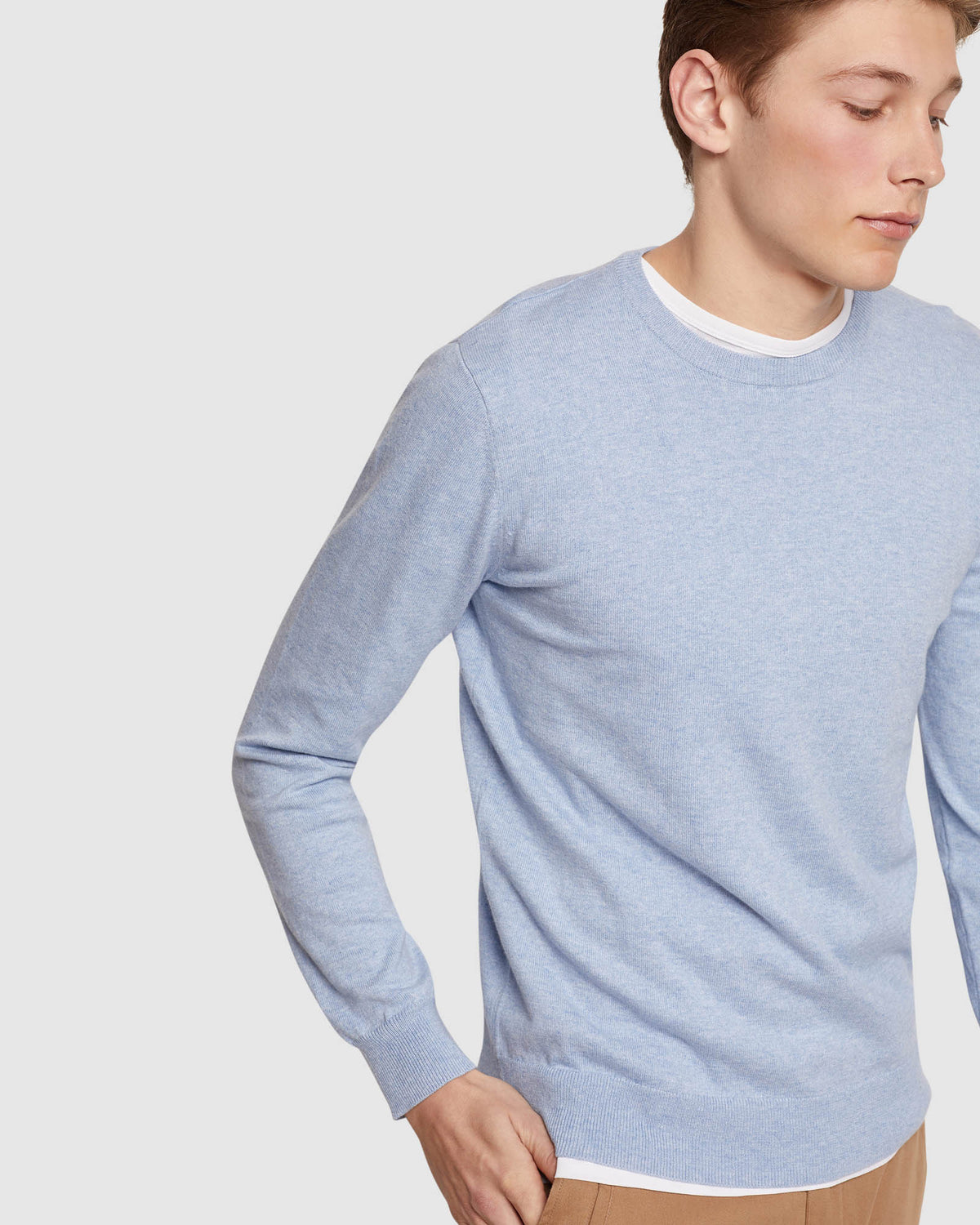 CREW NECK COTTON CASHMERE PULLOVER MENS KNITWEAR