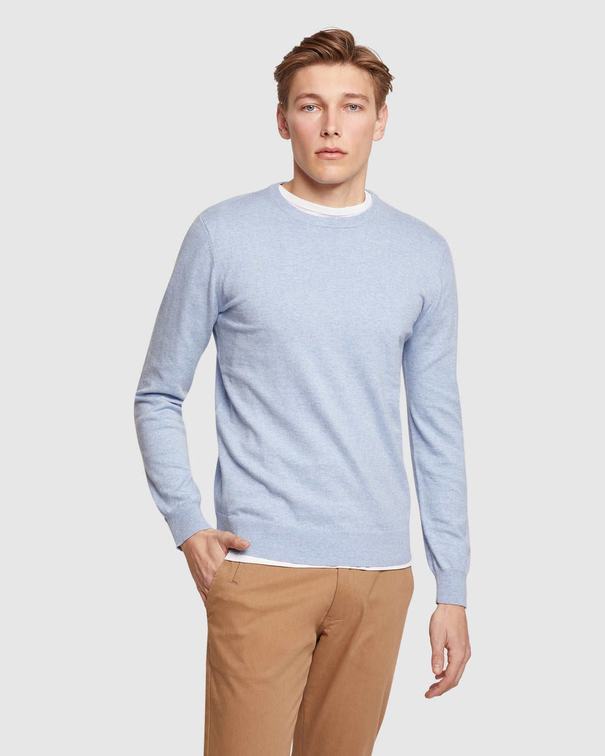 CREW NECK COTTON CASHMERE PULLOVER MENS KNITWEAR