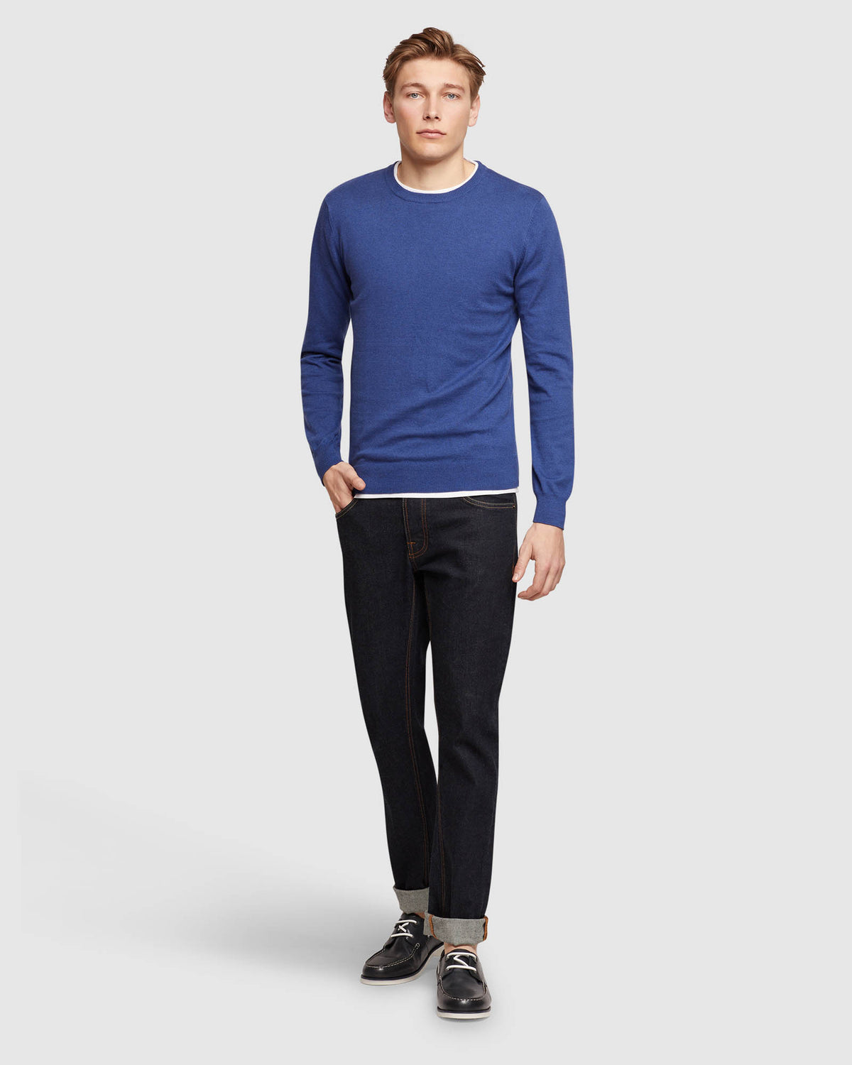 CREW NECK COTTON CASHMERE PULLOVER MENS KNITWEAR