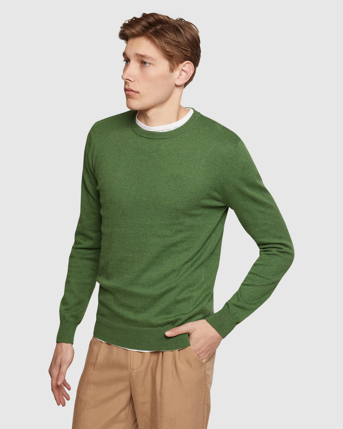 CREW NECK COTTON CASHMERE PULLOVER MENS KNITWEAR