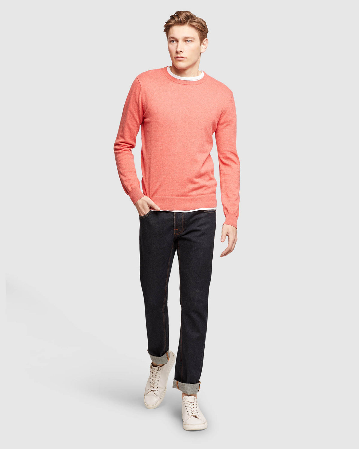 CREW NECK COTTON CASHMERE PULLOVER MENS KNITWEAR