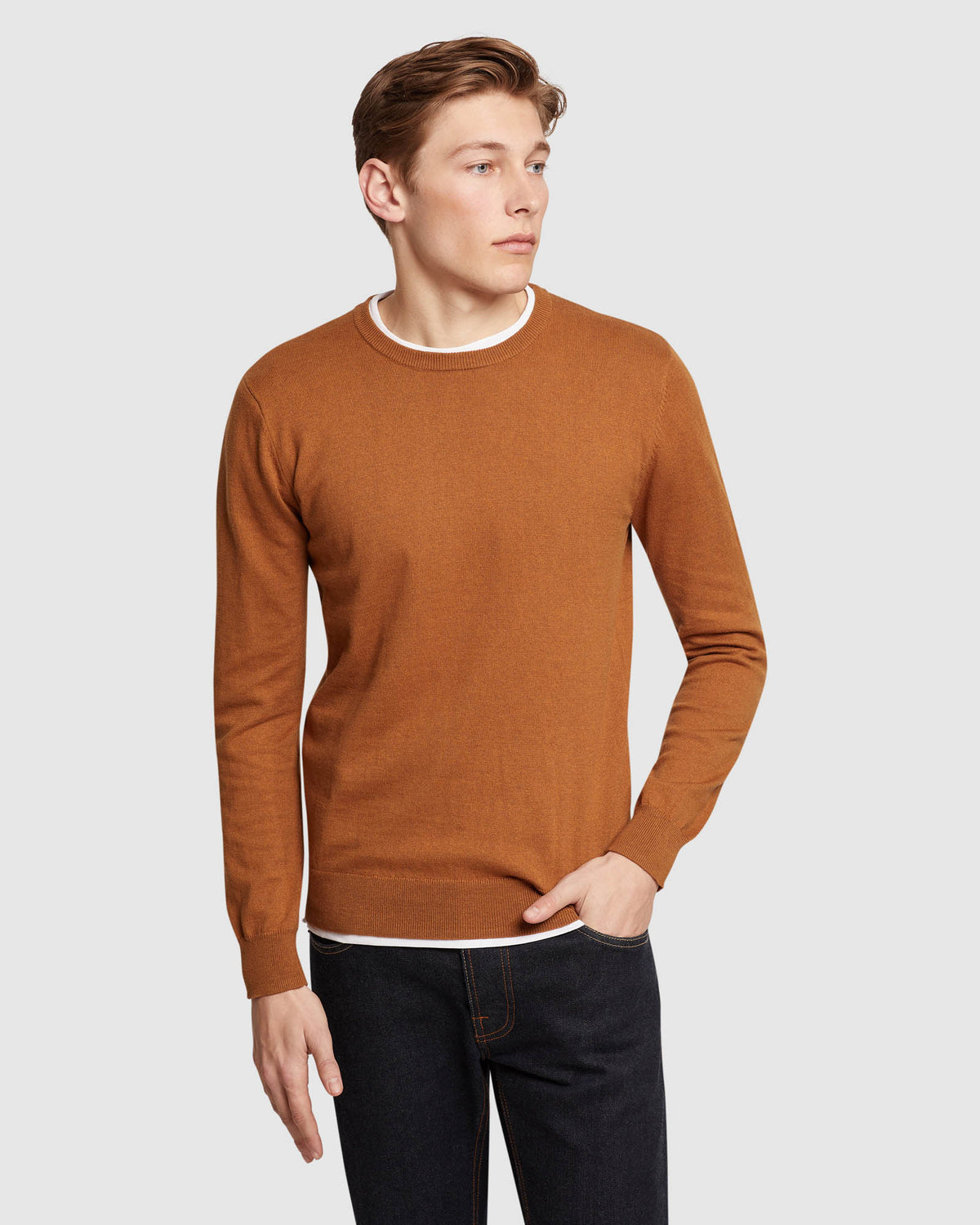 CREW NECK COTTON CASHMERE PULLOVER MENS KNITWEAR
