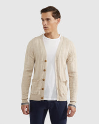 RUSTY CABLE CARDIGAN MENS KNITWEAR