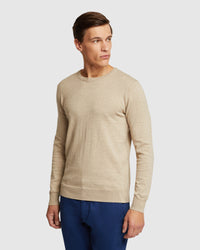 CREW NECK COTTON CASHMERE PULLOVER MENS KNITWEAR