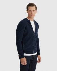 RYAN COTTON BLEND KNIT ZIP TOP MENS KNITWEAR