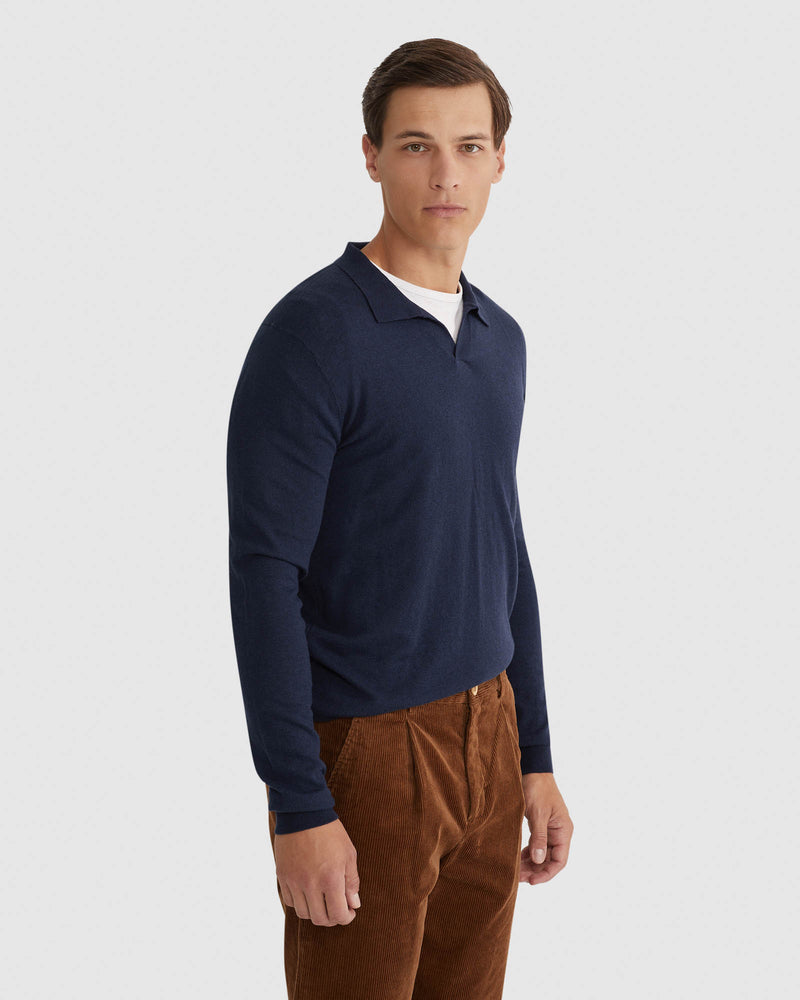 BLAIR V-NECK POLO SWEATER MENS KNITWEAR