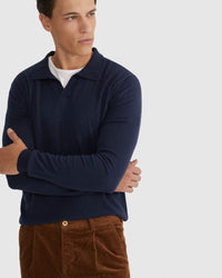 BLAIR V-NECK POLO SWEATER MENS KNITWEAR
