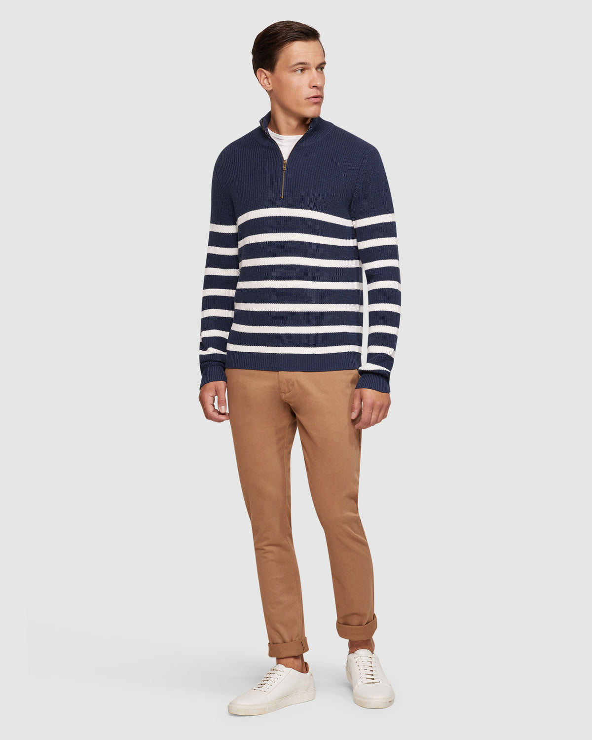 JACK KNITTED STRIPE ZIP UP SWEATER MENS KNITWEAR