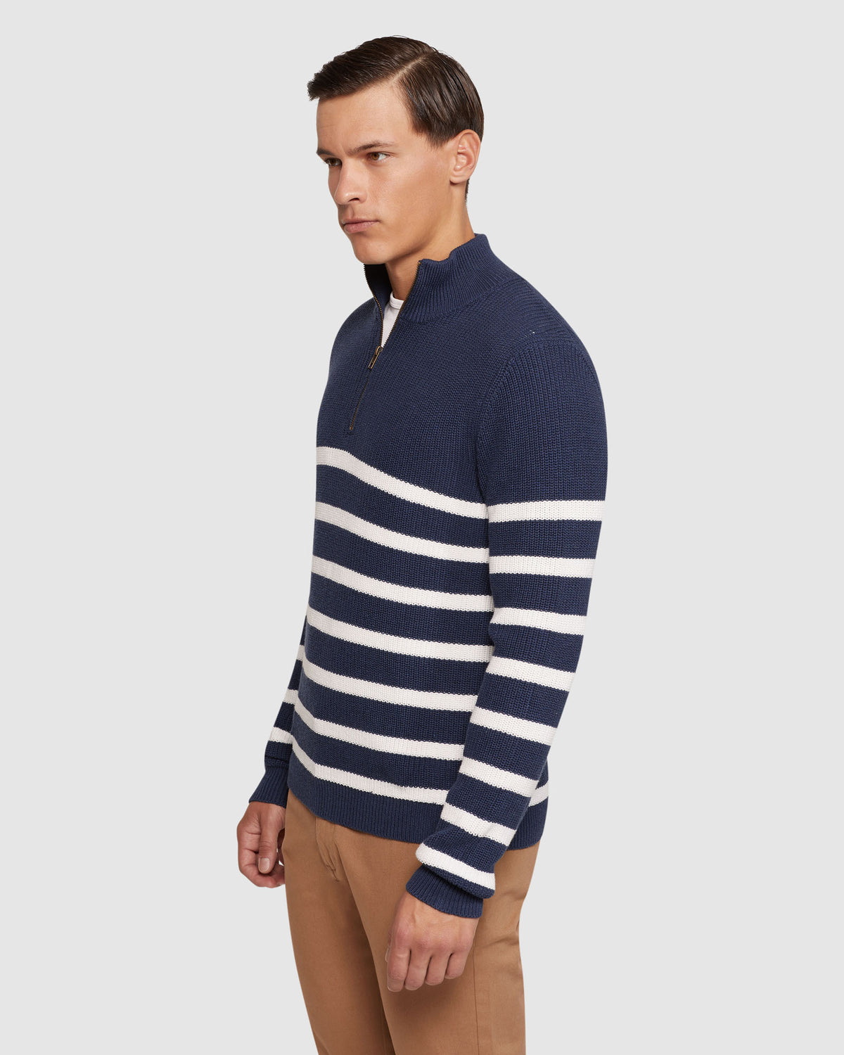 JACK KNITTED STRIPE ZIP UP SWEATER MENS KNITWEAR