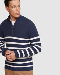 JACK KNITTED STRIPE ZIP UP SWEATER MENS KNITWEAR