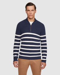 JACK KNITTED STRIPE ZIP UP SWEATER MENS KNITWEAR