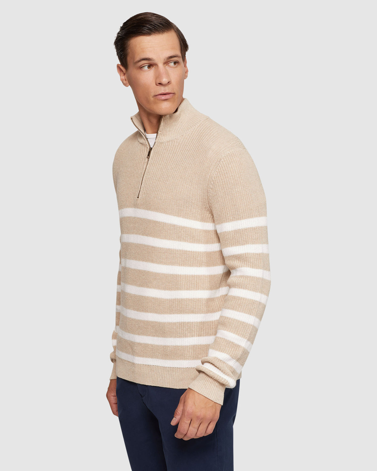 JACK KNITTED STRIPE ZIP UP SWEATER MENS KNITWEAR