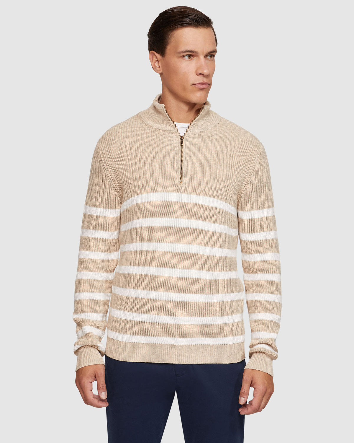 JACK KNITTED STRIPE ZIP UP SWEATER MENS KNITWEAR