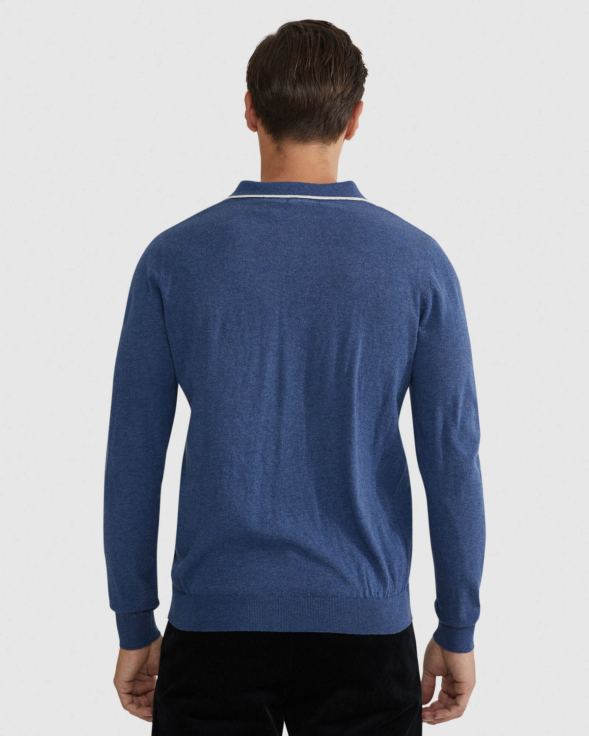 REISS TIPPING COLLAR LONG SLEEVE KNIT POLO MENS KNITWEAR