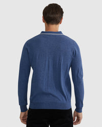 REISS TIPPING COLLAR LONG SLEEVE KNIT POLO MENS KNITWEAR
